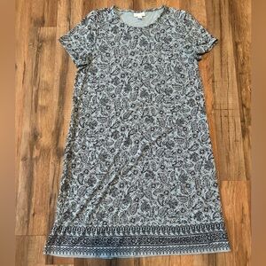 J. Jill Blue Paisley Short Sleeve Dress